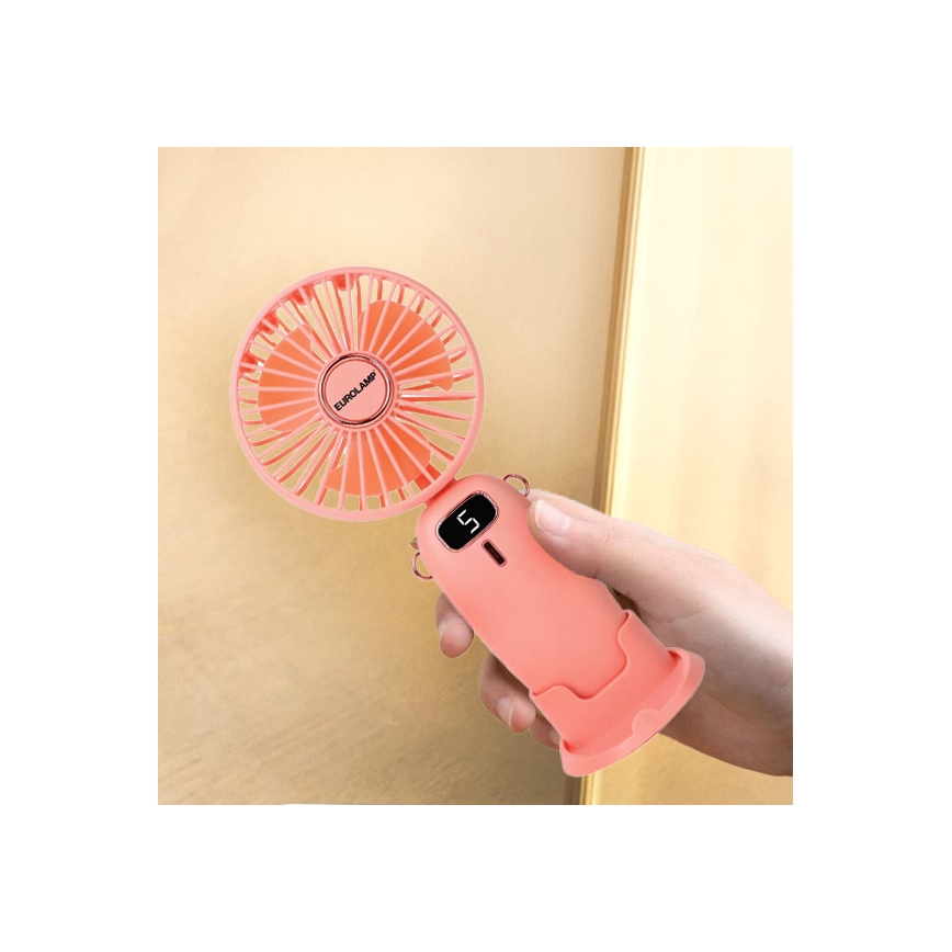 Ladattava taskutuuletin 3W/5V 1200 mAh, vaaleanpunainen