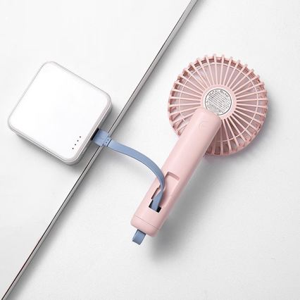 Ladattava taskutuuletin 5W/5V 1200 mAh, vaaleanpunainen