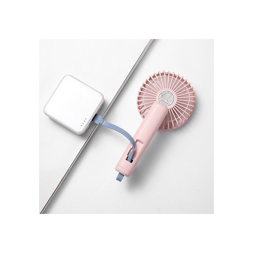 Ladattava taskutuuletin 5W/5V 1200 mAh, vaaleanpunainen