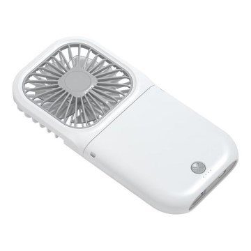 Ladattava taskutuuletin 5W/5V 2500 mAh valkoinen