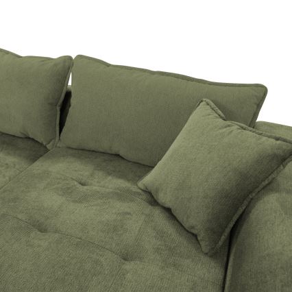 LAGOA avattava oikeanpuoleinen L-muotoinen kulmasohva säilytystilalla, vihreä