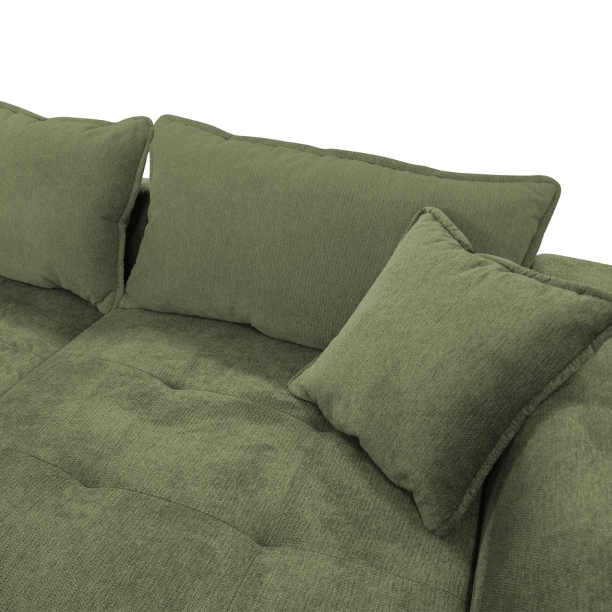 LAGOA avattava oikeanpuoleinen L-muotoinen kulmasohva säilytystilalla, vihreä