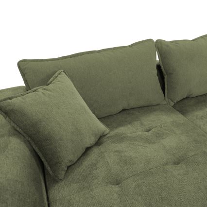 LAGOA L-muotoinen avattava kulmasohva säilytystilalla, vasen, vihreä