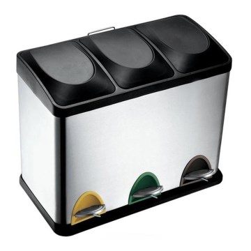 Lajittelujäteastia 24 l, musta/ruostumaton teräs