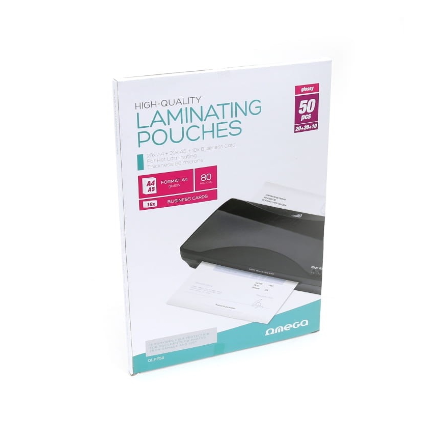 Laminointikalvo A4 20 kpl + A5 20 kpl + käyntikortti 10 kpl