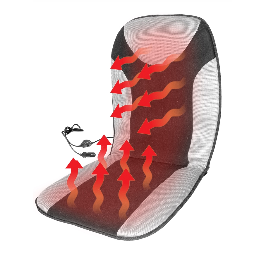 Lämmitettävä istuinpäällinen termostaatilla 12V harmaa/musta