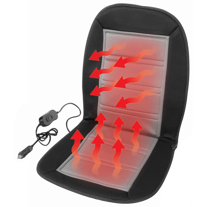 Lämmitettävä istuinpäällinen termostaatilla 12V musta/harmaa