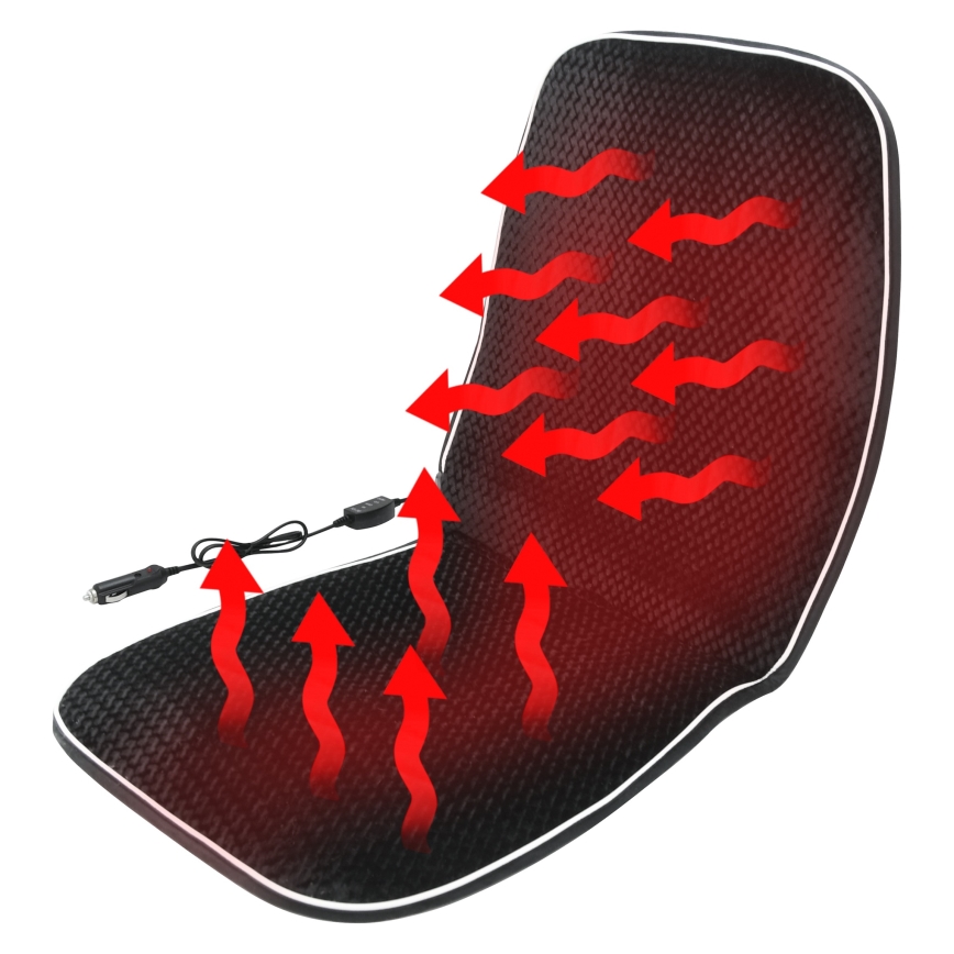 Lämmitetty istuinpäällinen termostaatilla 12V musta