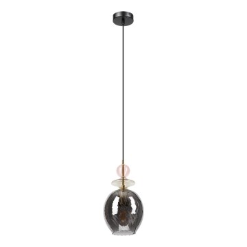 Langallinen riippuvalaisin VELLO 1xE27/15W/230V musta/savunvaaleanpunainen/beige/musta