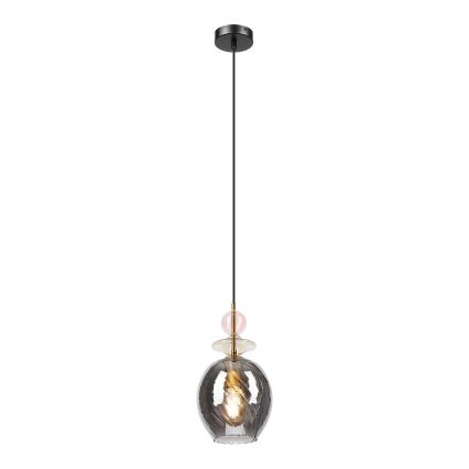 Langallinen riippuvalaisin VELLO 1xE27/15W/230V musta/savunvaaleanpunainen/beige/musta