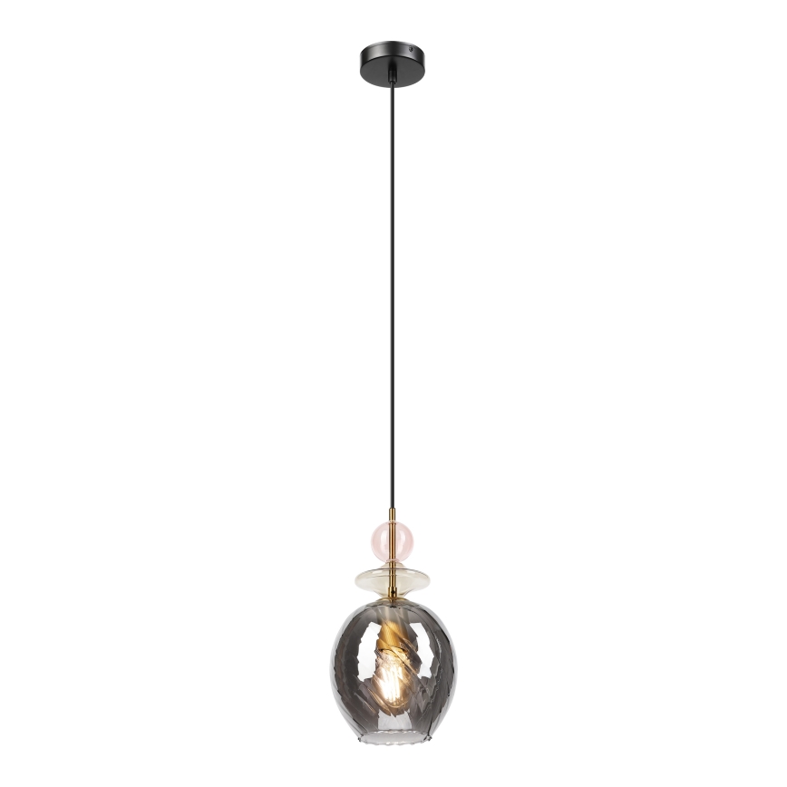Langallinen riippuvalaisin VELLO 1xE27/15W/230V musta/savunvaaleanpunainen/beige/musta