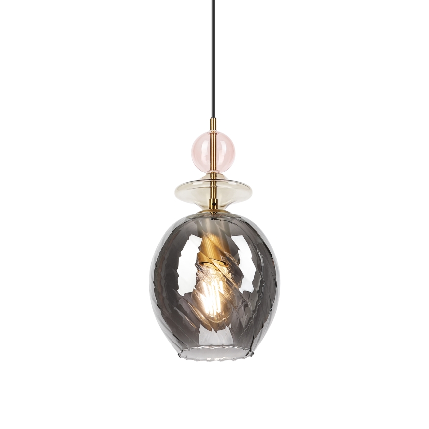 Langallinen riippuvalaisin VELLO 1xE27/15W/230V musta/savunvaaleanpunainen/beige/musta