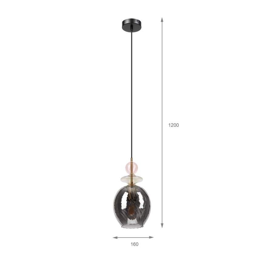 Langallinen riippuvalaisin VELLO 1xE27/15W/230V musta/savunvaaleanpunainen/beige/musta