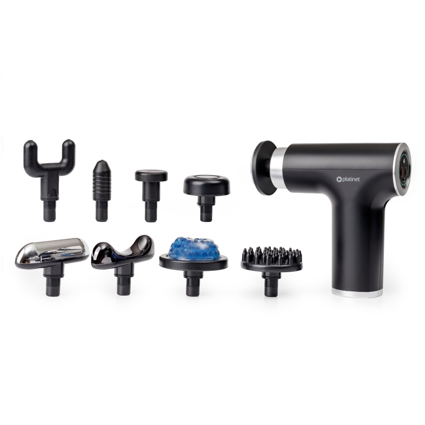 Ladattava hierontapistooli 9 vaihdettavalla päällä 25W/5V 1200 mAh