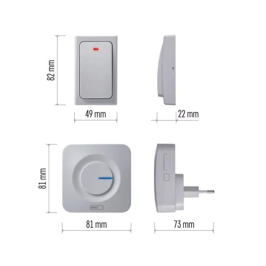 Langaton ovikello 230V IP44 valkoinen