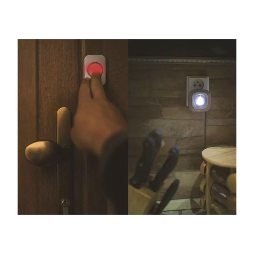 Langaton ovikello pistorasiaan 230V + 1xCR2032 IP44 harmaa