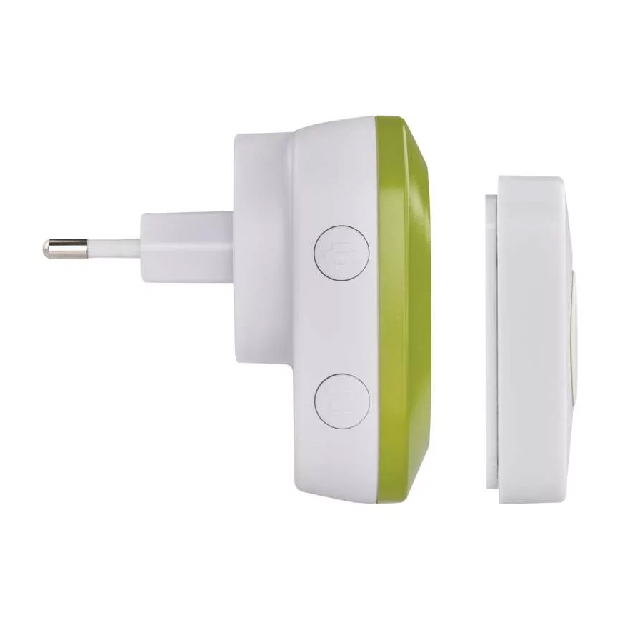 Langaton ovikello pistorasiaan 230V + 1xCR2032 IP44 vihreä