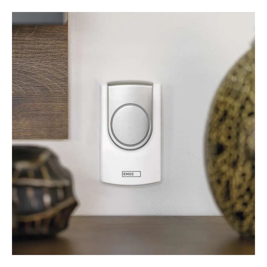 Langaton ovikello 3xAA/1xCR2032 IP44 valkoinen/hopea