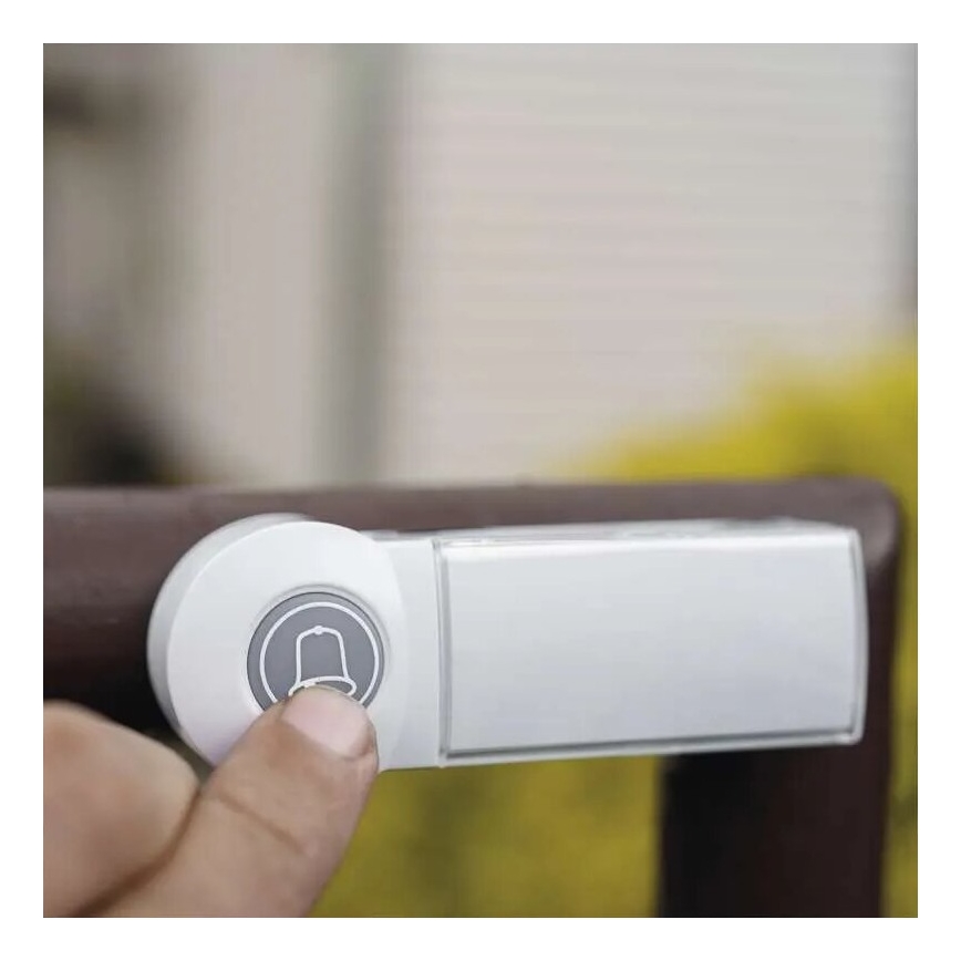 Langaton ovikello 3xAA/1xCR2032 IP44 valkoinen/hopea