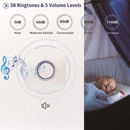 Langaton ovikello 3xAAA/1xA23 IP55 valkoinen