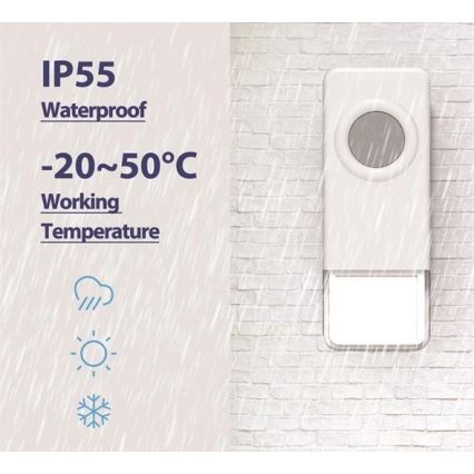 Langaton ovikello 3xAAA/1xA23 IP55 valkoinen