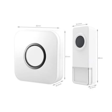 Langaton ovikello 3xAAA/1xA23 IP55 valkoinen