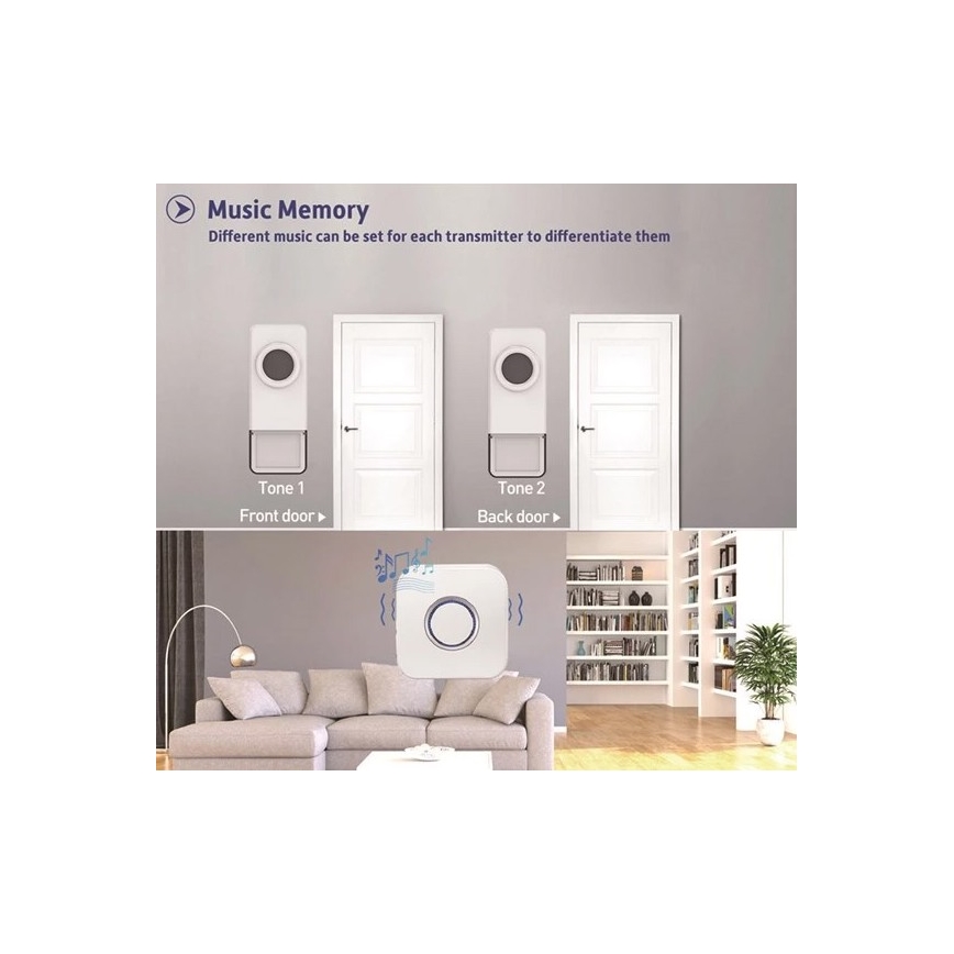 Langaton ovikello 3xAAA IP55 musta