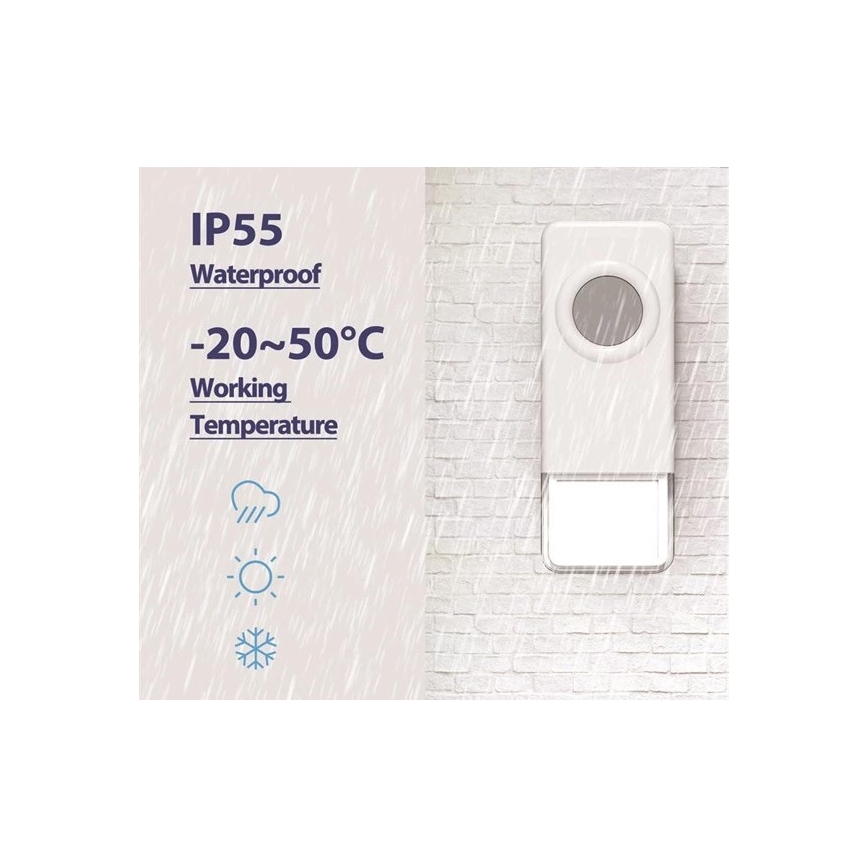 Langaton ovikello 3xAAA IP55 musta