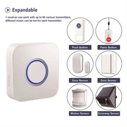 Langaton ovikello 3xAAA IP55 musta