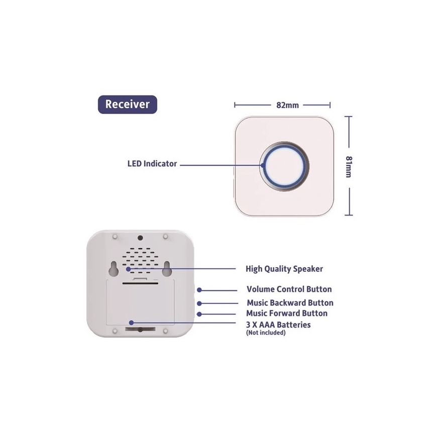 Langaton ovikello 3xAAA IP55 musta