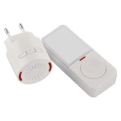 Langaton ovikello pistokkeeseen 230 V + 1 x CR2032, valkoinen