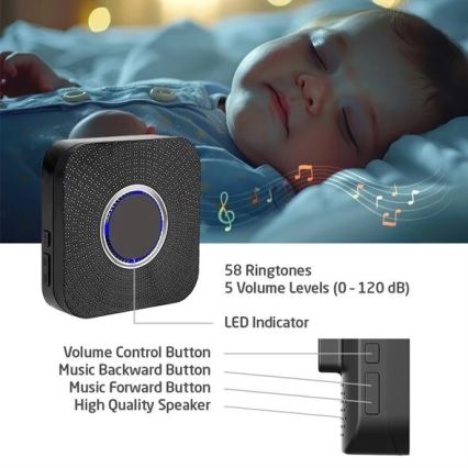 Langaton pistokeovikello kinetic 230V musta