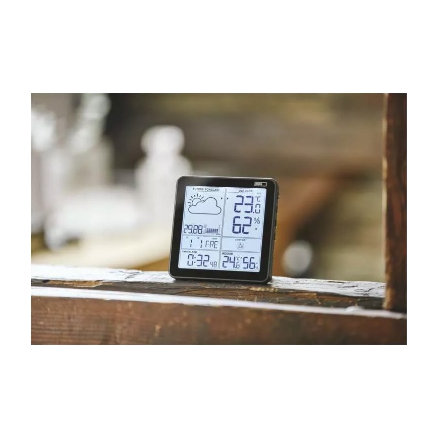 Langaton sääasema herätyskellon kanssa 3xAA + 2xAAA musta