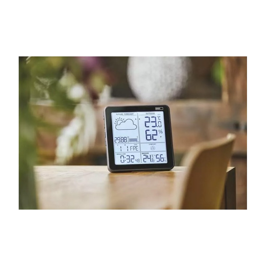 Langaton sääasema herätyskellon kanssa 3xAA + 2xAAA musta