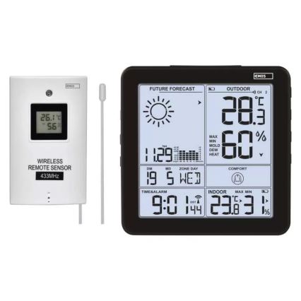 Langaton sääasema herätyskellon kanssa 3xAA + 2xAAA musta