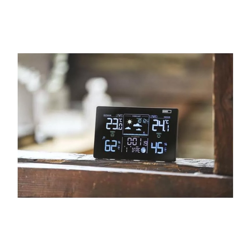 Langaton sääasema herätyskellon kanssa 5V/3xAAA + 2xAAA musta