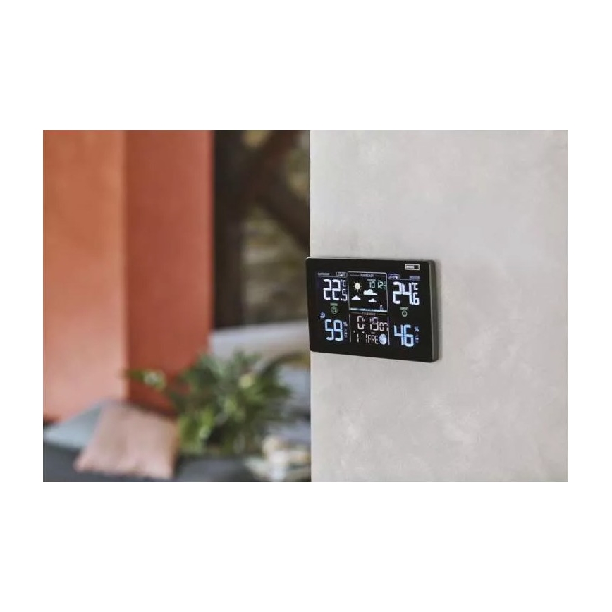 Langaton sääasema herätyskellon kanssa 5V/3xAAA + 2xAAA musta