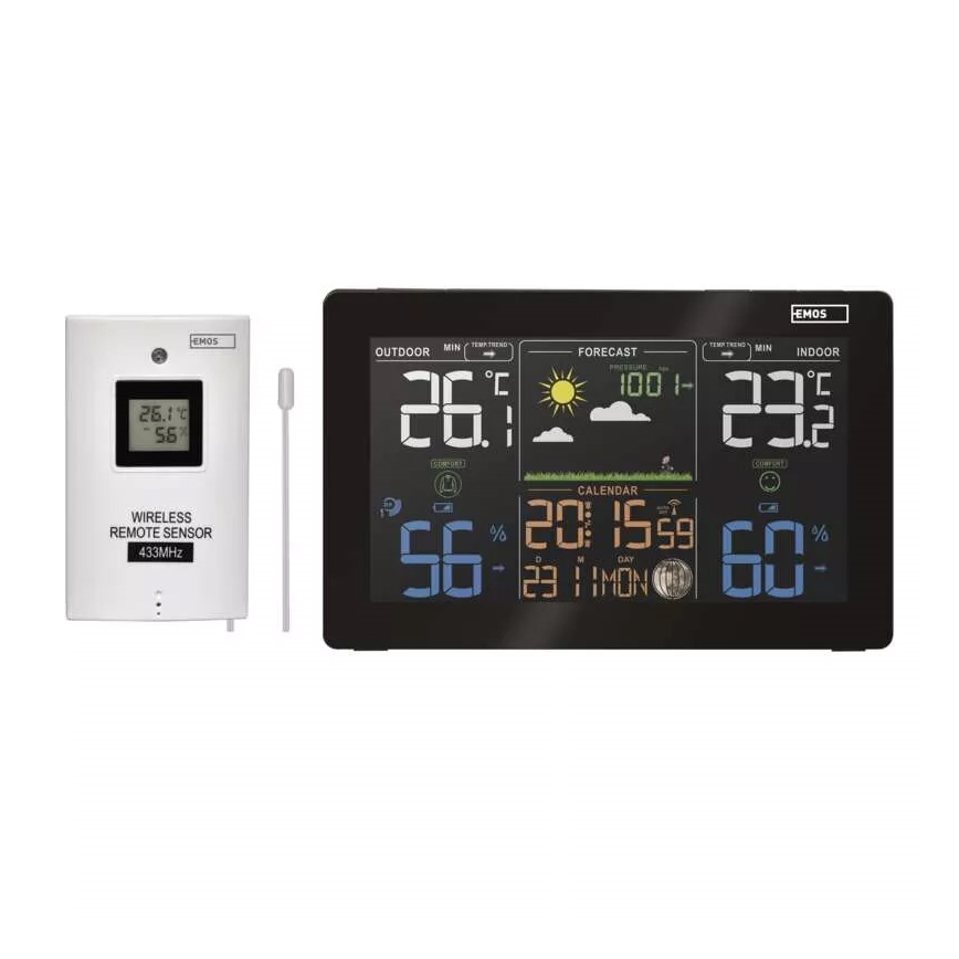 Langaton sääasema herätyskellon kanssa 5V/3xAAA + 2xAAA musta