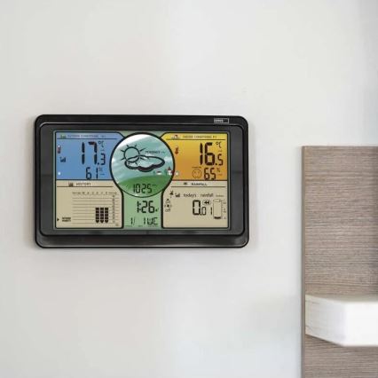 Langaton sääasema värillisellä LCD-näytöllä ja sademittari 3xAAA musta