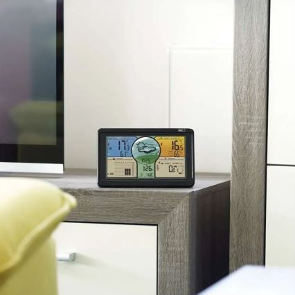 Langaton sääasema värillisellä LCD-näytöllä ja sademittari 3xAAA musta