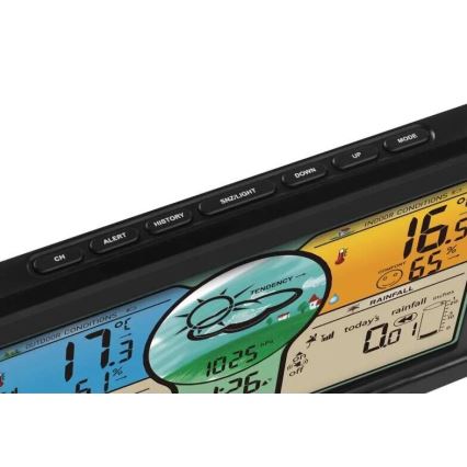 Langaton sääasema värillisellä LCD-näytöllä ja sademittari 3xAAA musta