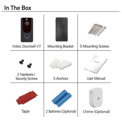 Langaton Wi-Fi-ovikello kameralla 1080p IP64