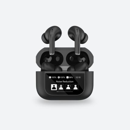 Langattomat kuulokkeet LCD-näytöllä 300 mAh + 2x 30 mAh musta