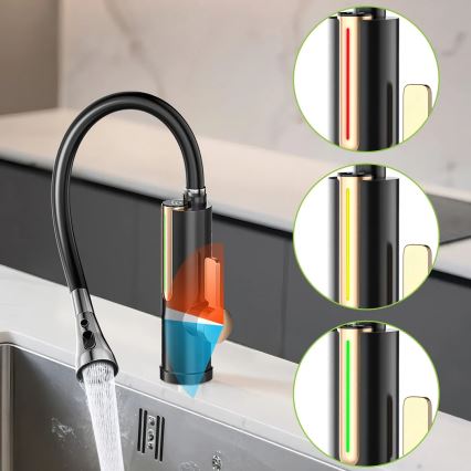 Läpivirtauslämmitin LED-näytöllä 3000W/230V IPX4, musta