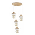 LARSO-riippuvalaisin kaapelilla 4xE27/15W/230V valkoinen/beige