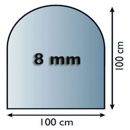 Lasi takan alle 1000x1000x8 mm puolikaari