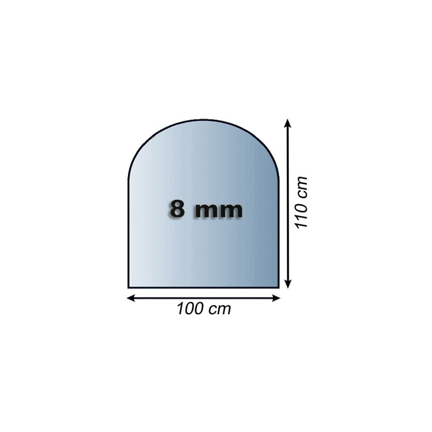 Lasi takan alle 1100x1000x8 mm puolikaari
