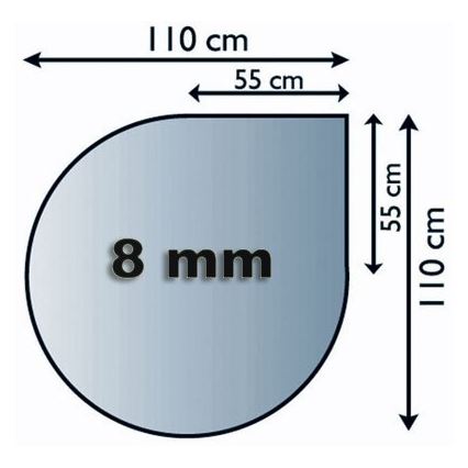 Lasi takan alle 1100x1100x8 mm repeämä