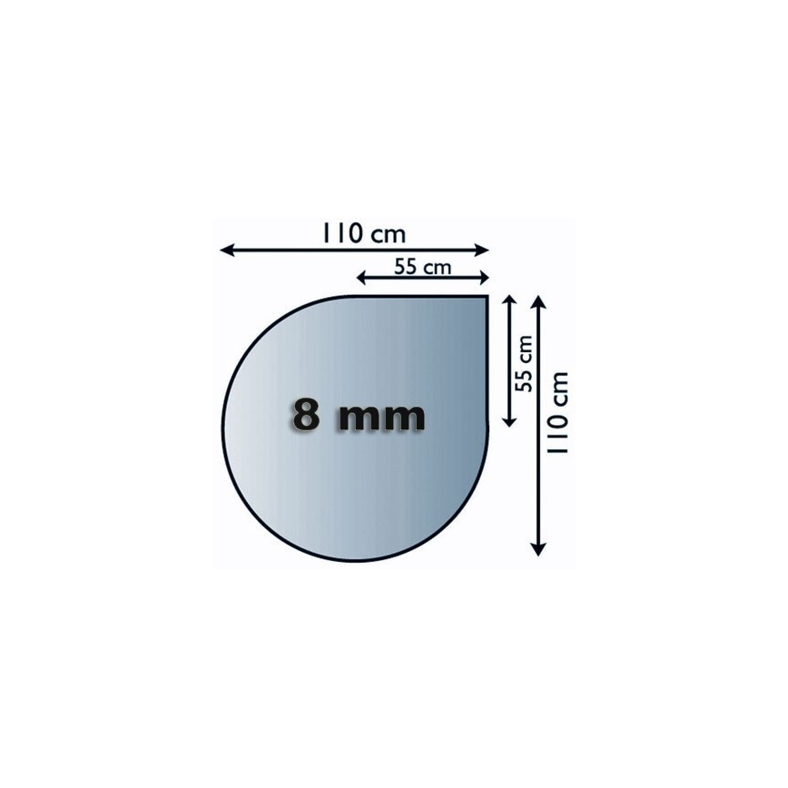 Lasi takan alle 1100x1100x8 mm repeämä