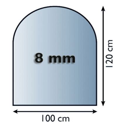 Lasi takan alle 1200x1000x8 mm puolikaari